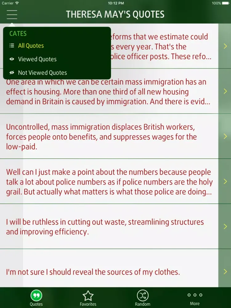 Quotes from Theresa May iPad  스크린샷