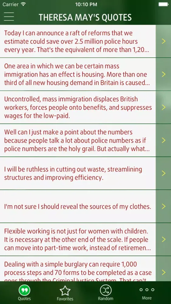 Quotes from Theresa May 스크린샷