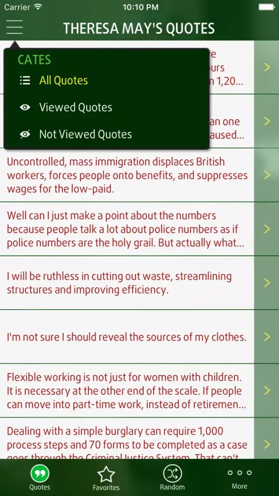 Quotes from Theresa May 스크린샷
