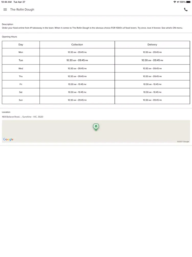 The Rollin Dough Pizza House iPad 應用截圖