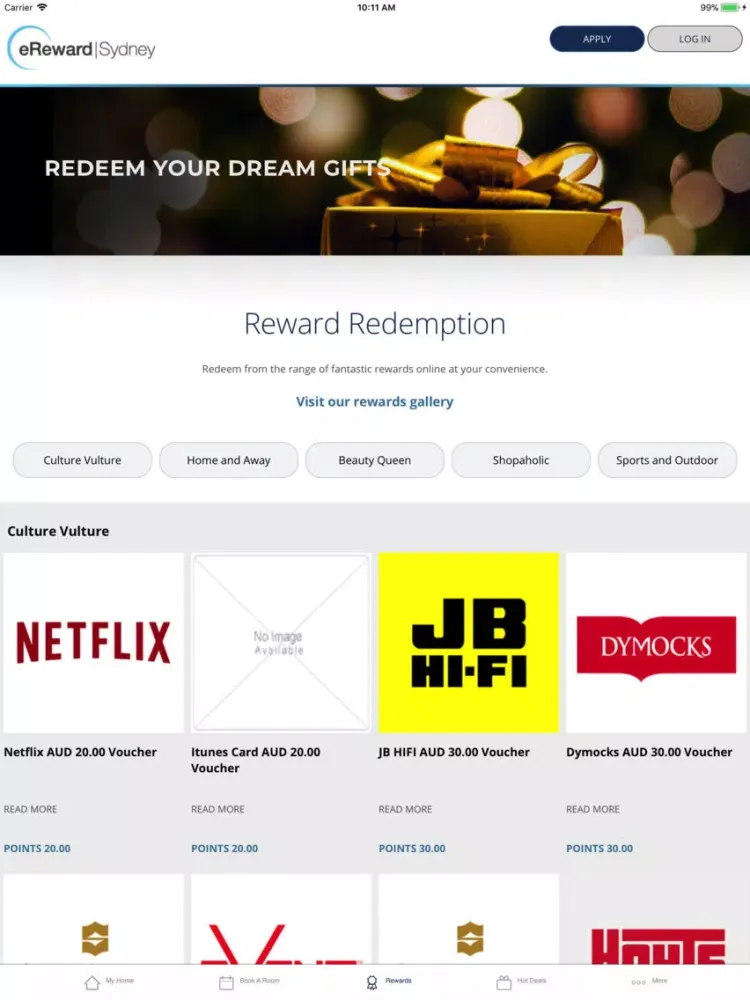Скриншоты eReward Sydney iPad 