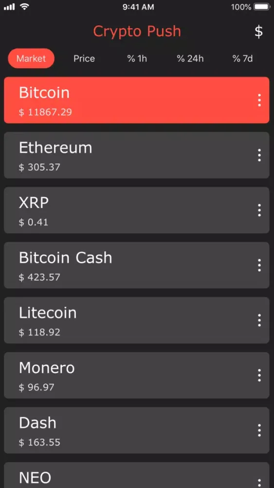 Crypto Push - Price Tracker Screenshots