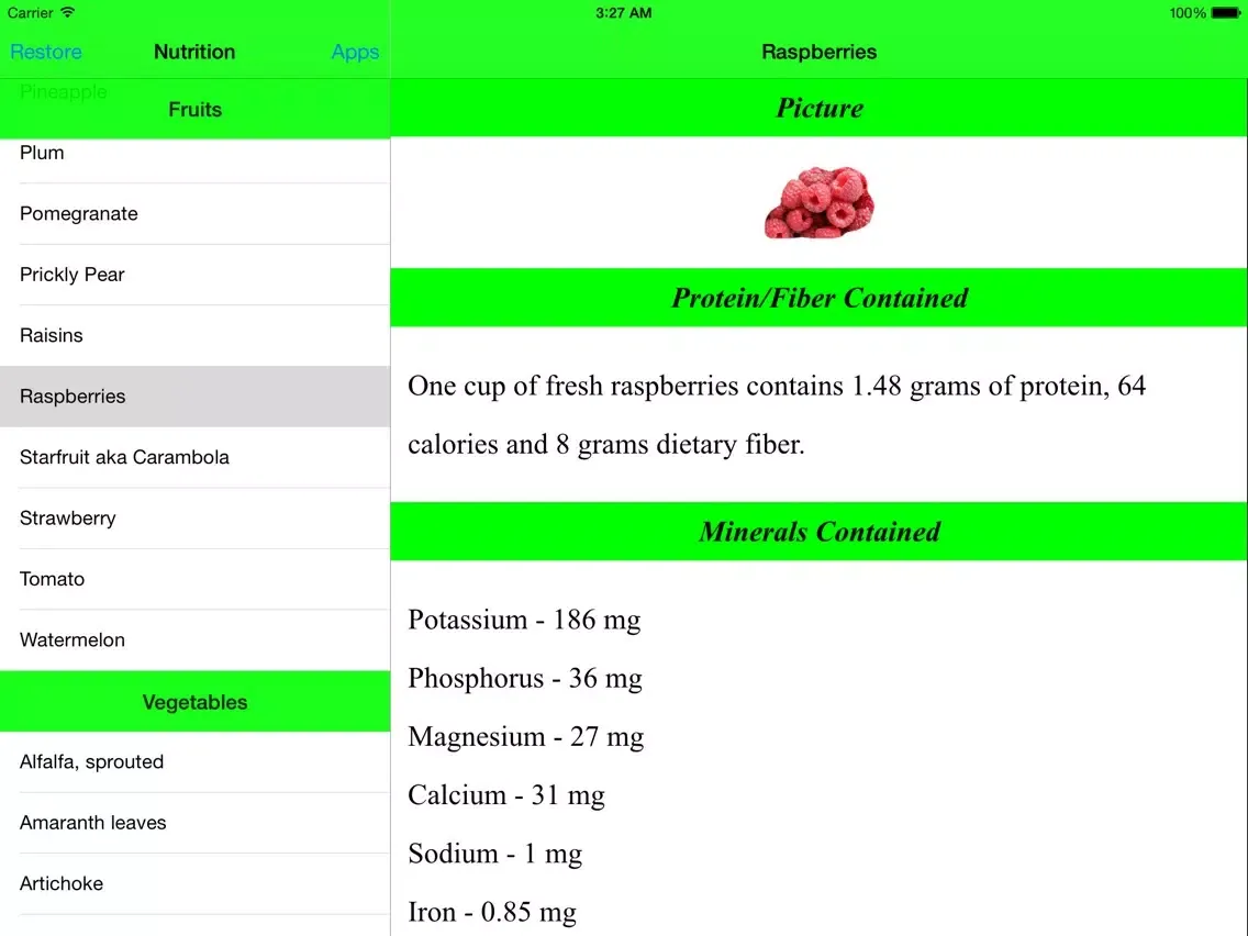 ภาพหน้าจอของ Nutrition Fact iPad 