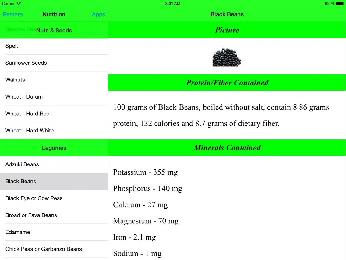 ภาพหน้าจอของ Nutrition Fact iPad 