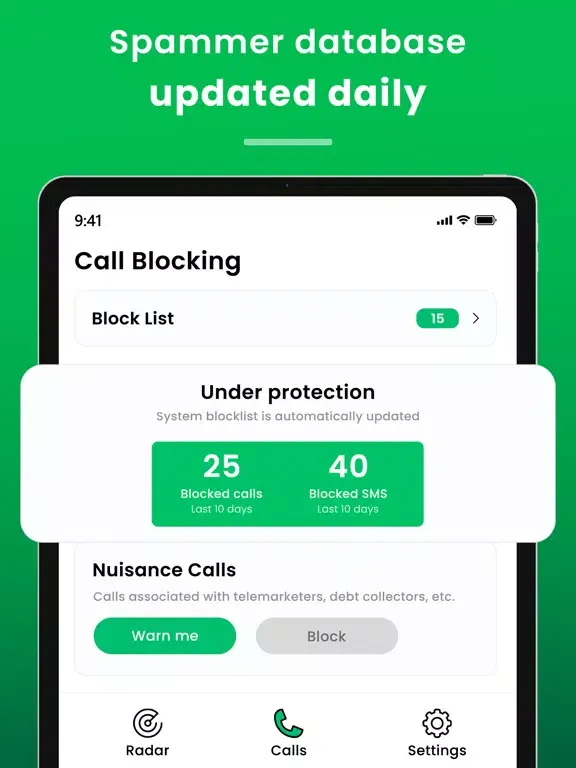 Tangkapan skrin Call Blocker - Spam Blocker iPad 