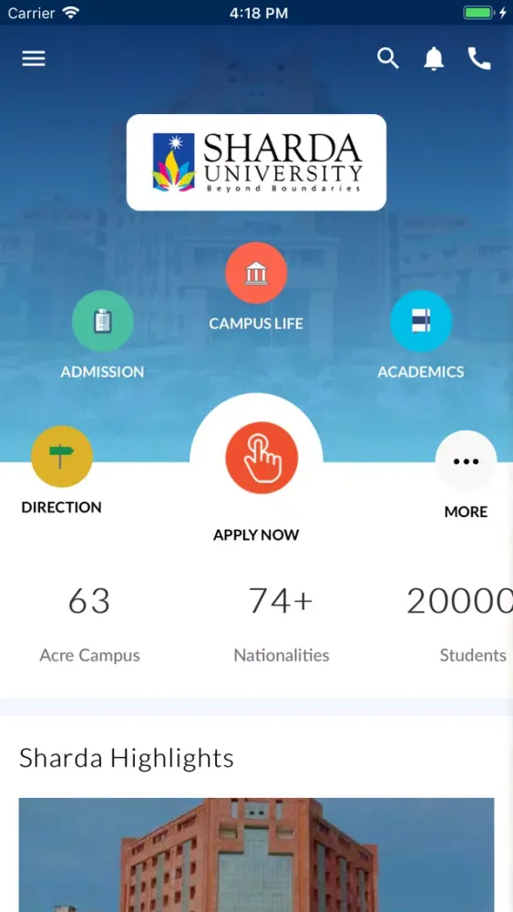Capturas de tela do Sharda University