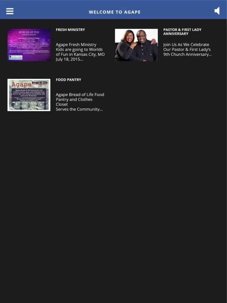 Welcome To Agape iPad  Screenshots