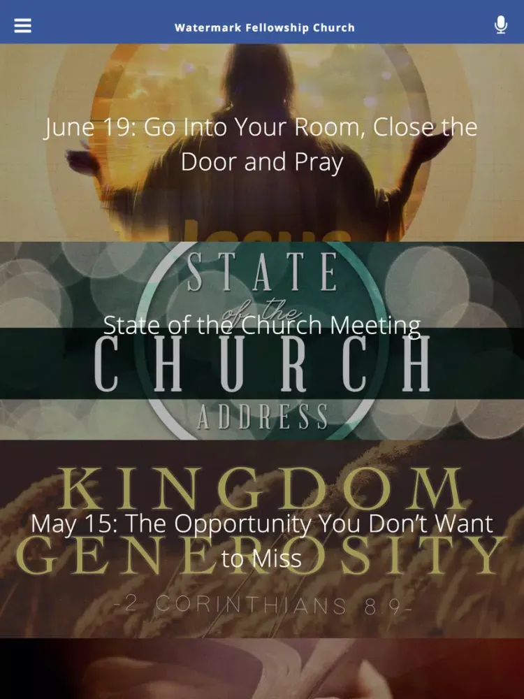 Capturas de pantalla de Watermark Fellowship Church iPad 