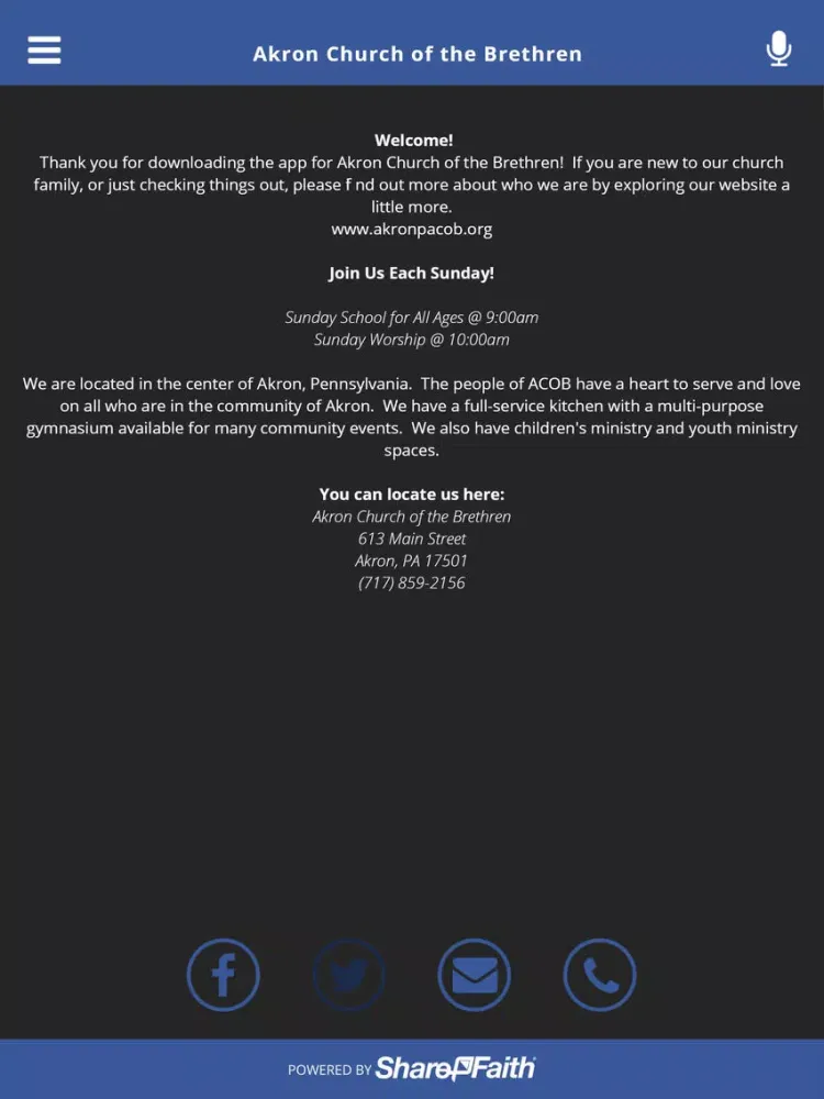 Akron Church of the Brethren iPad  Screenshots