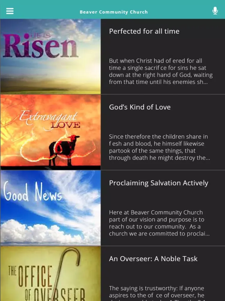 Capturas de tela do Beaver Community Church iPad 