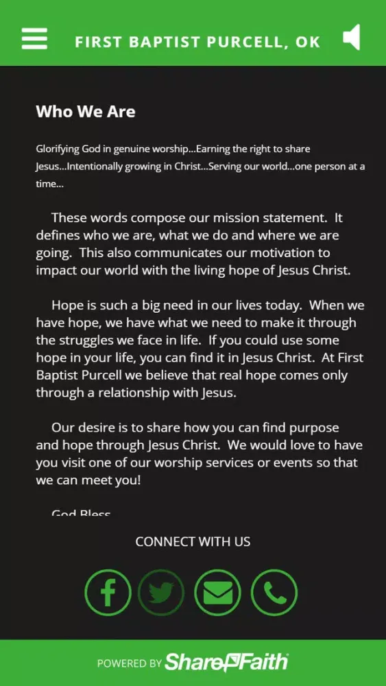 Capturas de tela do First Baptist Purcell, Ok