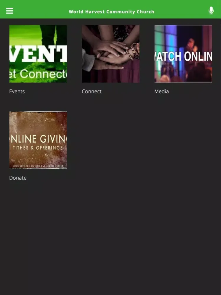 World Harvest Community Church iPad  Screenshots