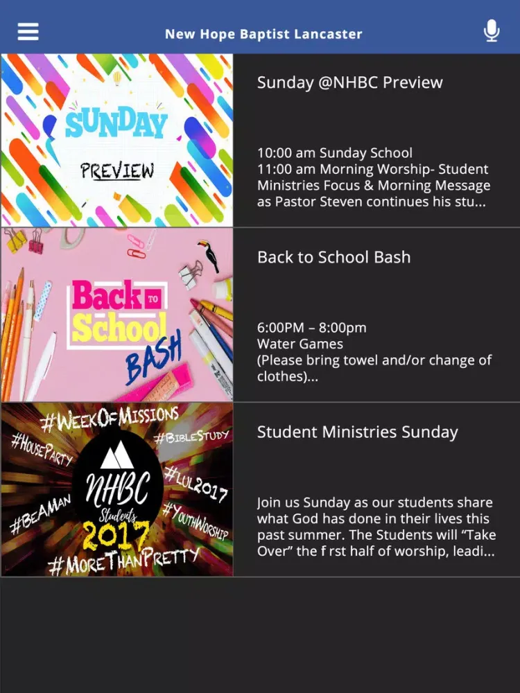 Скриншоты New Hope Baptist Lancaster iPad 