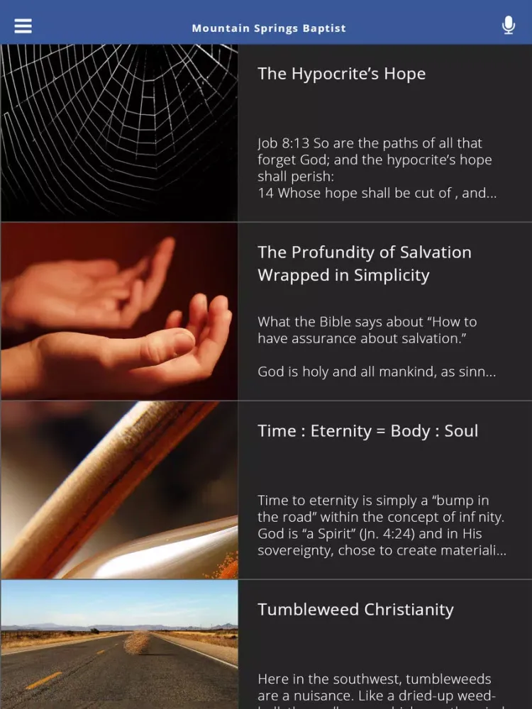 Tangkapan layar Mountain Springs Baptist iPad 