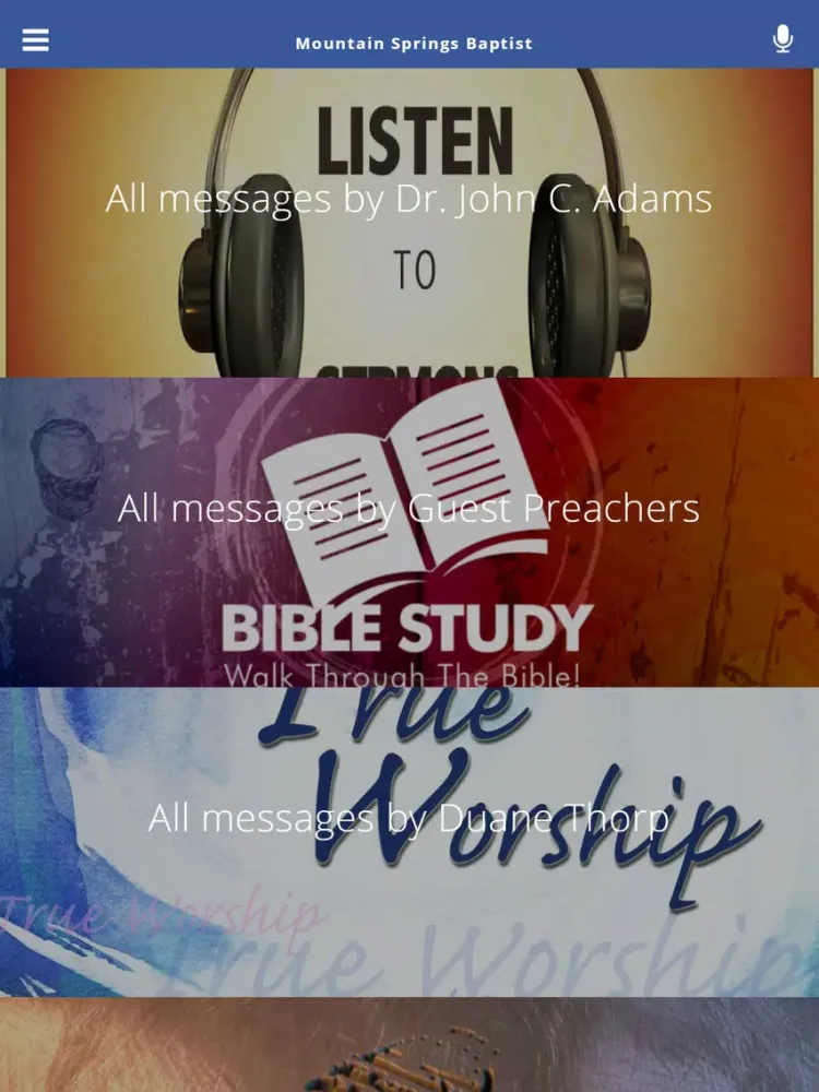 Tangkapan layar Mountain Springs Baptist iPad 