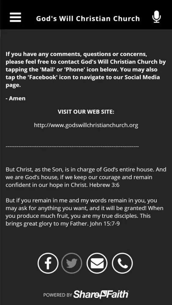 Zrzuty ekranu God's Will Christian Church
