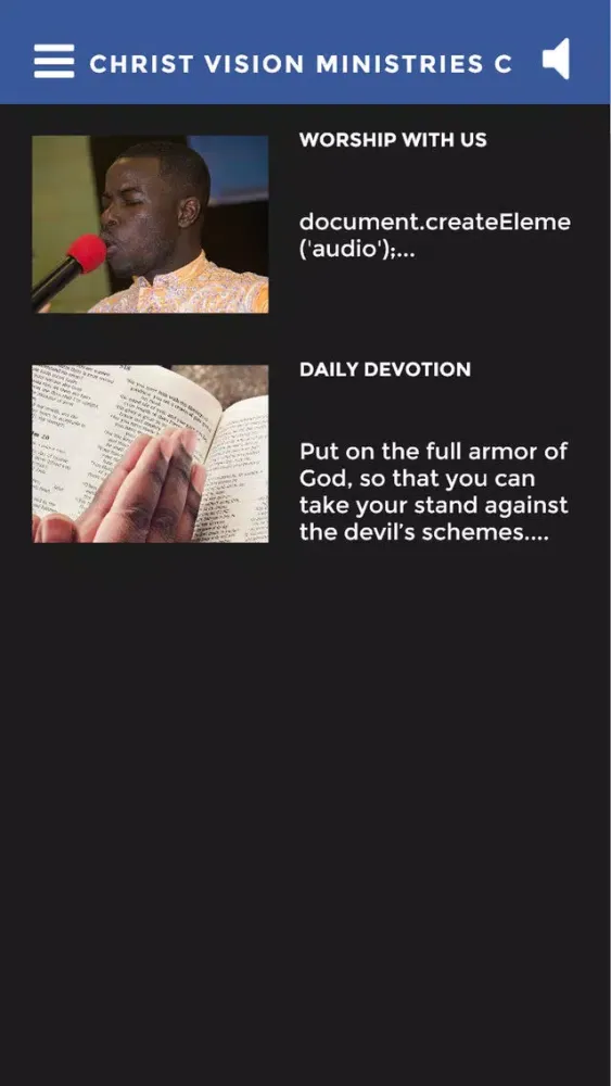 Tangkapan skrin Christ Vision Ministries CVM