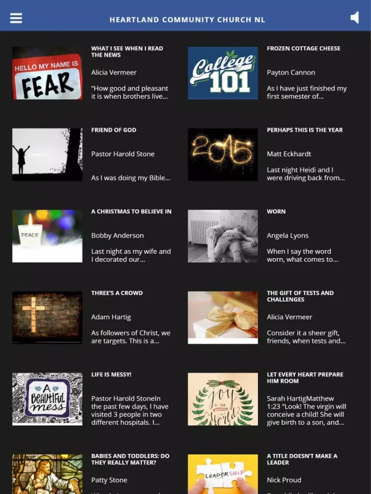 Tangkapan layar Heartland Community Church NL iPad 