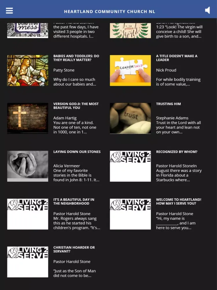 Tangkapan layar Heartland Community Church NL iPad 