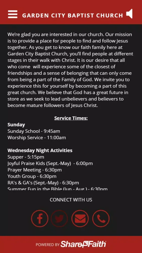 Captures d'écran de Garden City Baptist Church
