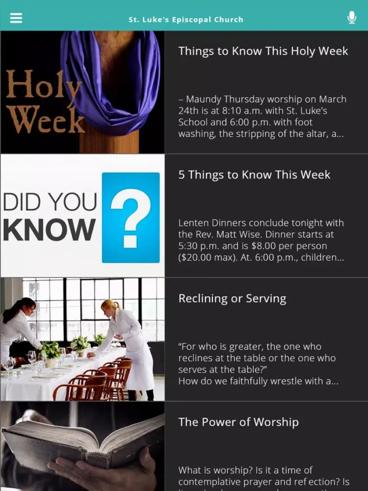 Capturas de tela do St. Luke's Episcopal Church iPad 