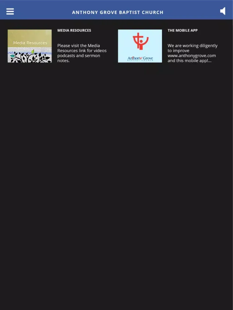 Tangkapan layar Anthony Grove Baptist Church iPad 