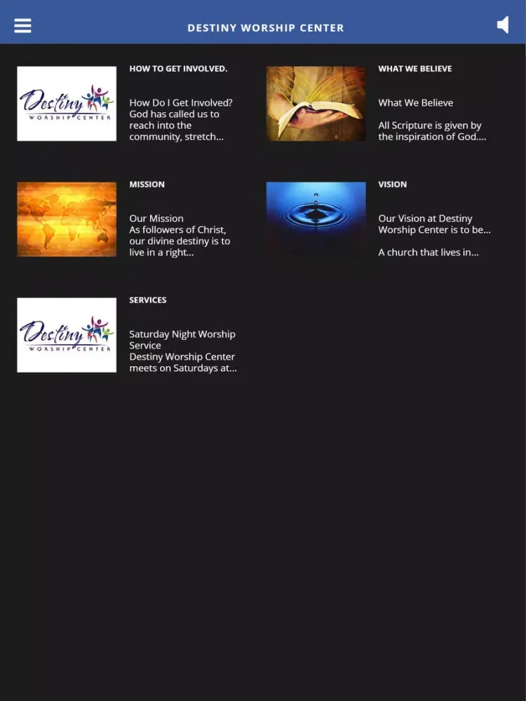 Capturas de tela do DWC Christian Church iPad 