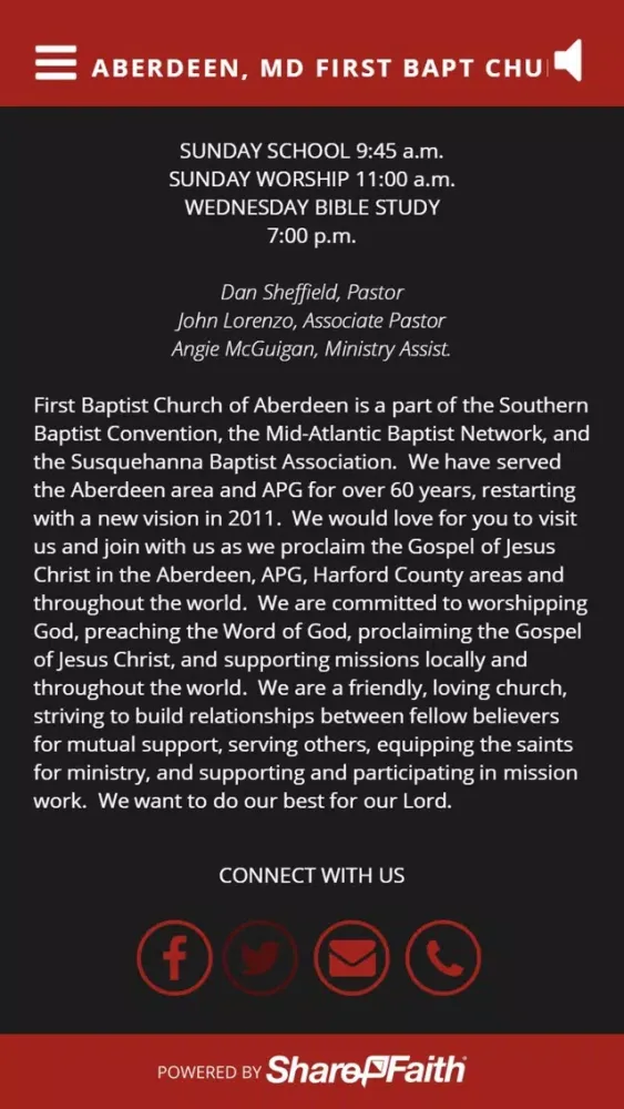 Captures d'écran de Aberdeen, MD First Bapt Church