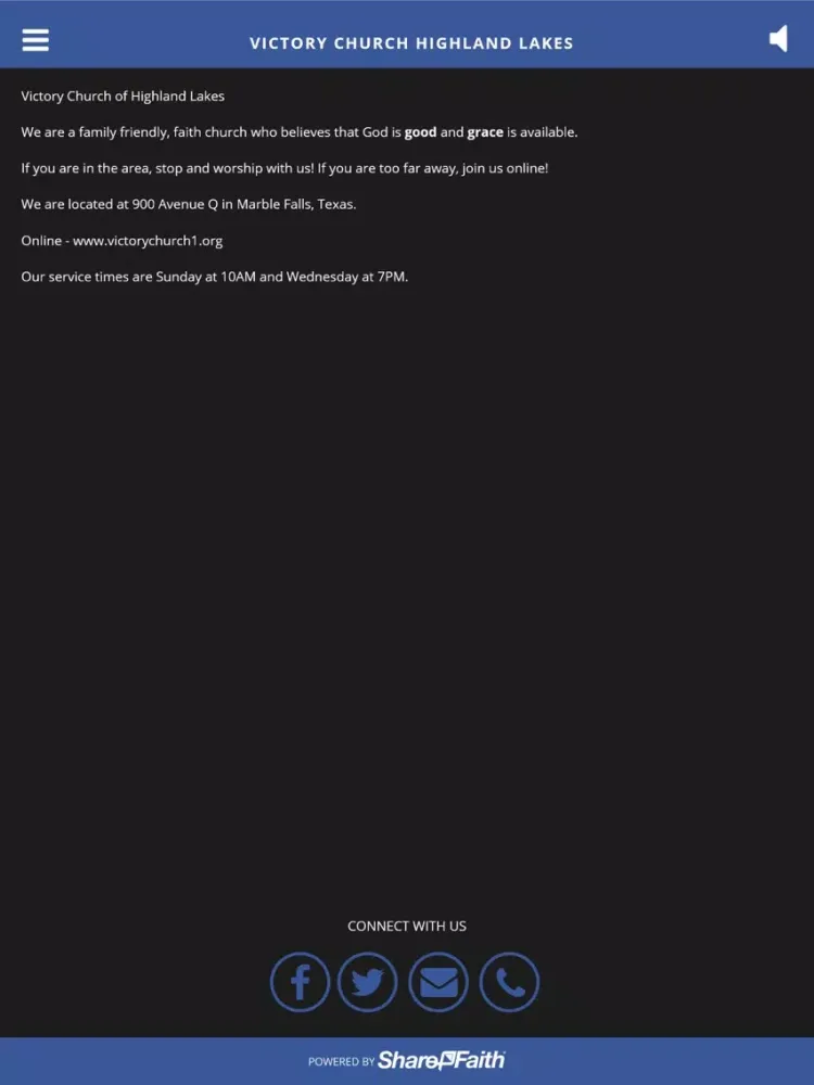 Tangkapan skrin Victory Church Highland Lakes iPad 