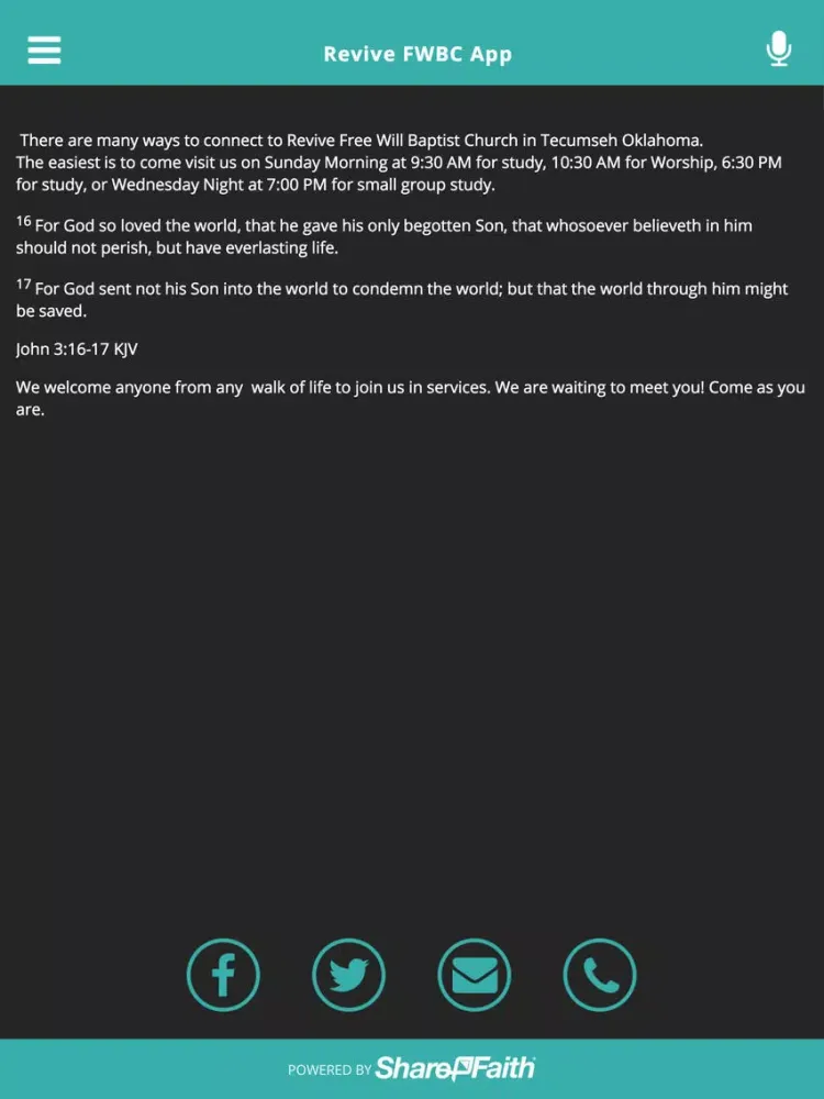Capturas de tela do Revive FWBC App iPad 