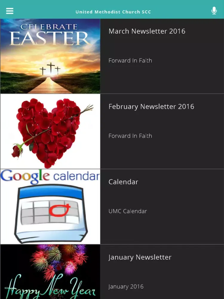 Ảnh chụp màn hình của United Methodist Church SCC iPad 
