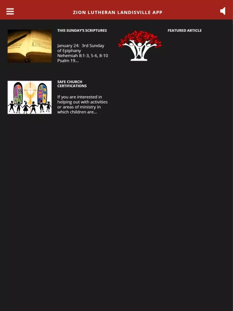 Zion Lutheran Landisville App iPad  Screenshots