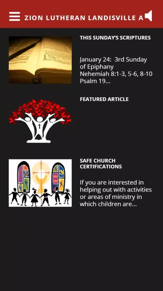 Zion Lutheran Landisville App Screenshots