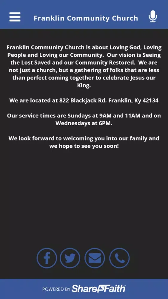 Tangkapan skrin Franklin Community Church