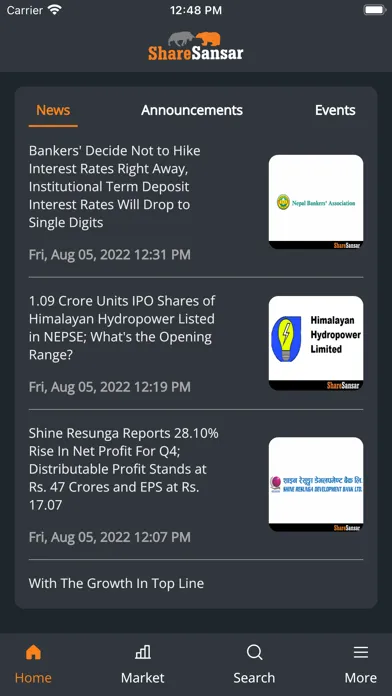 ShareSansar NEPSE App Ekran Görüntüleri