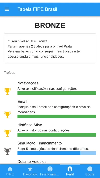Capturas de tela do Tabela FIPE Brasil