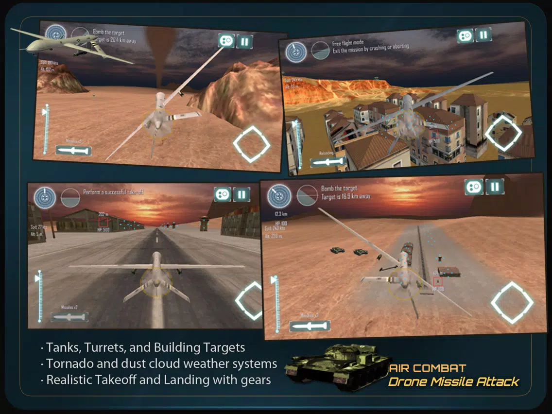 Tangkapan layar Air-Combat Drone Test Pilot Missile Attack Sim 3D iPad 