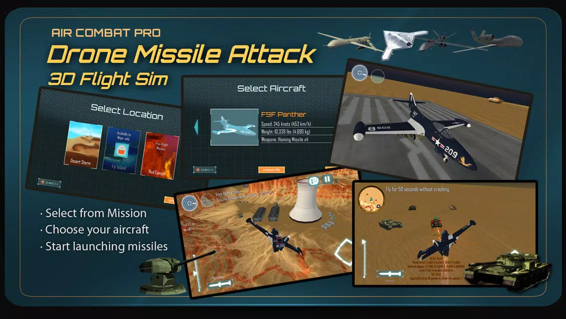 Tangkapan layar Air-Combat Drone Test Pilot Missile Attack Sim 3D
