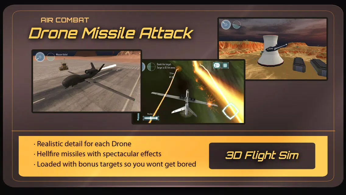Tangkapan layar Air-Combat Drone Test Pilot Missile Attack Sim 3D