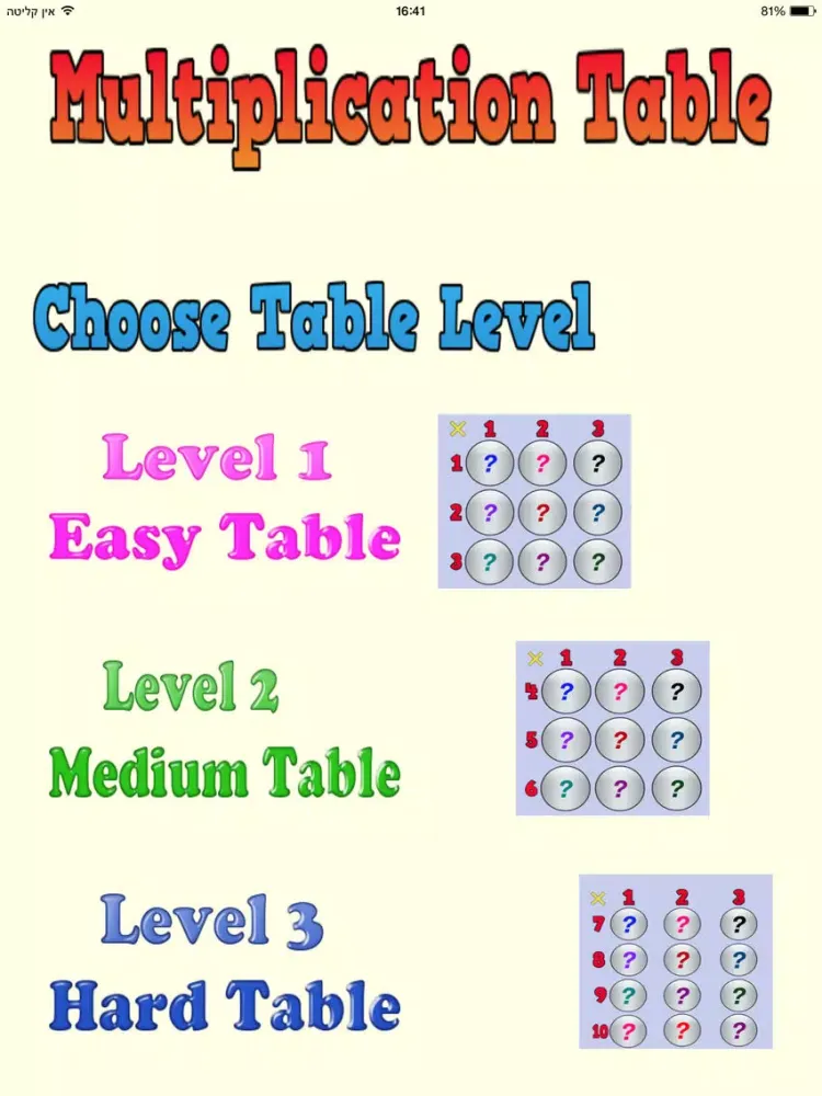 Tangkapan layar Multiplication Table 10*10 iPad 