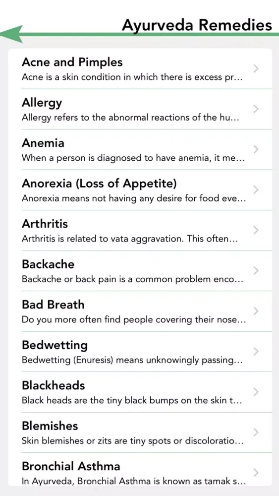 Скриншоты Pocket Ayurveda