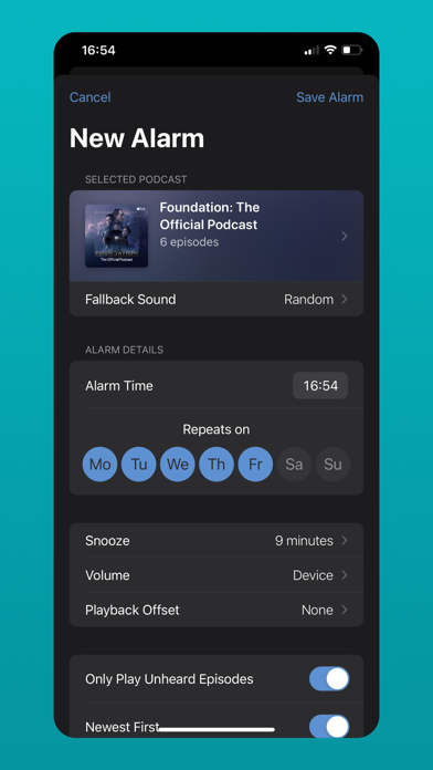 Скриншоты WakeCast - Podcast Alarms