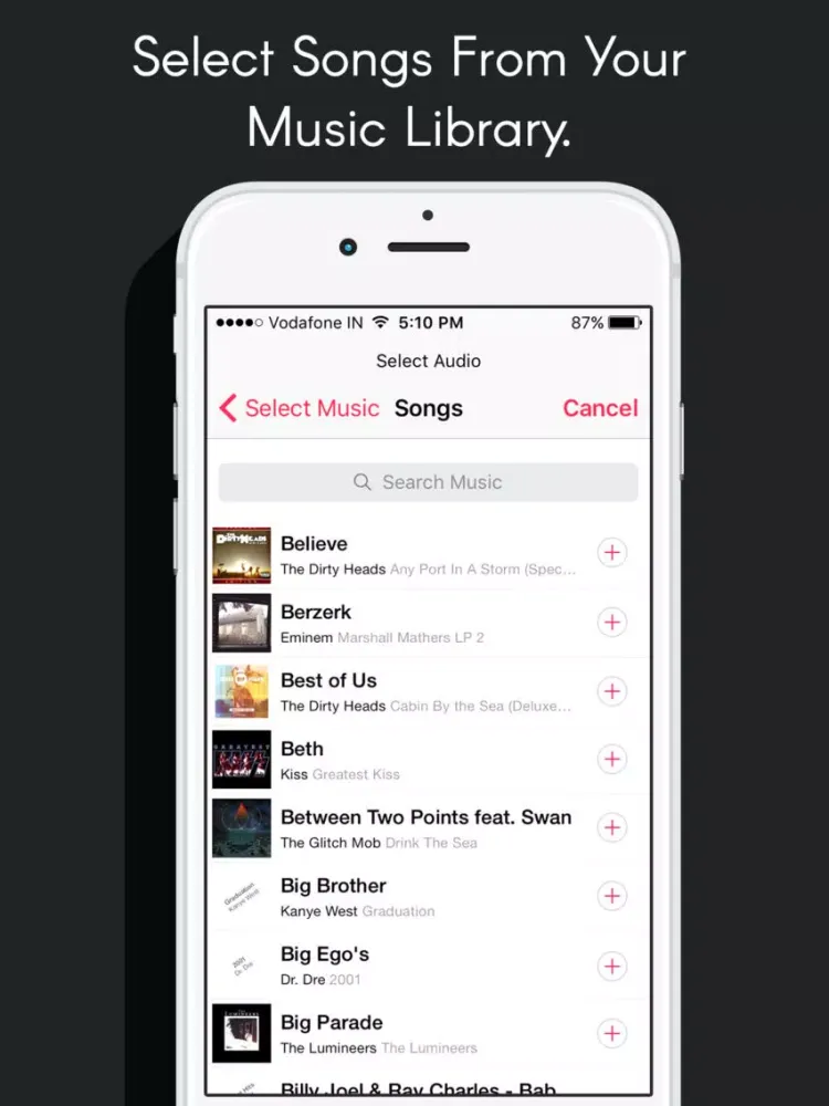 ภาพหน้าจอของ Add Videos to Music - Merge background audio, movie maker & video editor pro iPad 