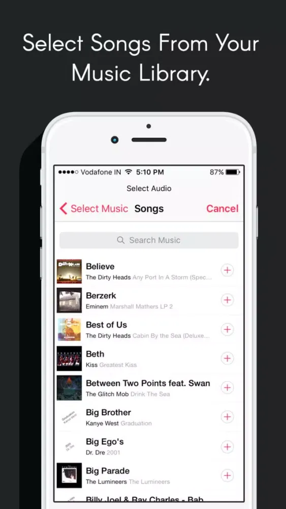 ภาพหน้าจอของ Add Videos to Music - Merge background audio, movie maker & video editor pro