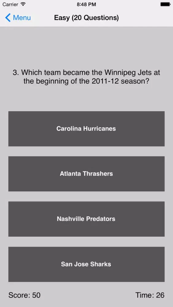 Capturas de tela do Ultimate Hockey Trivia