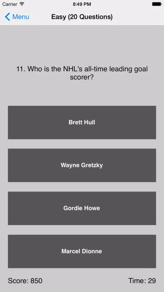 Capturas de tela do Ultimate Hockey Trivia