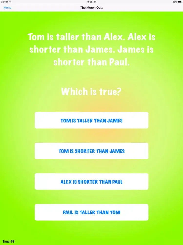 Zrzuty ekranu The Moron Quiz iPad 
