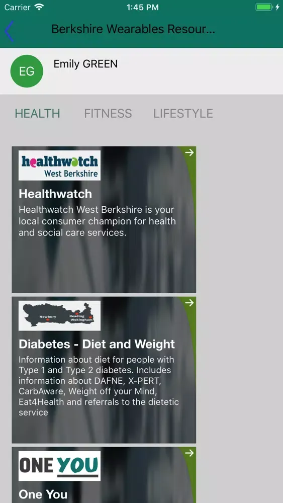 Capturas de tela do Berkshire Wearables