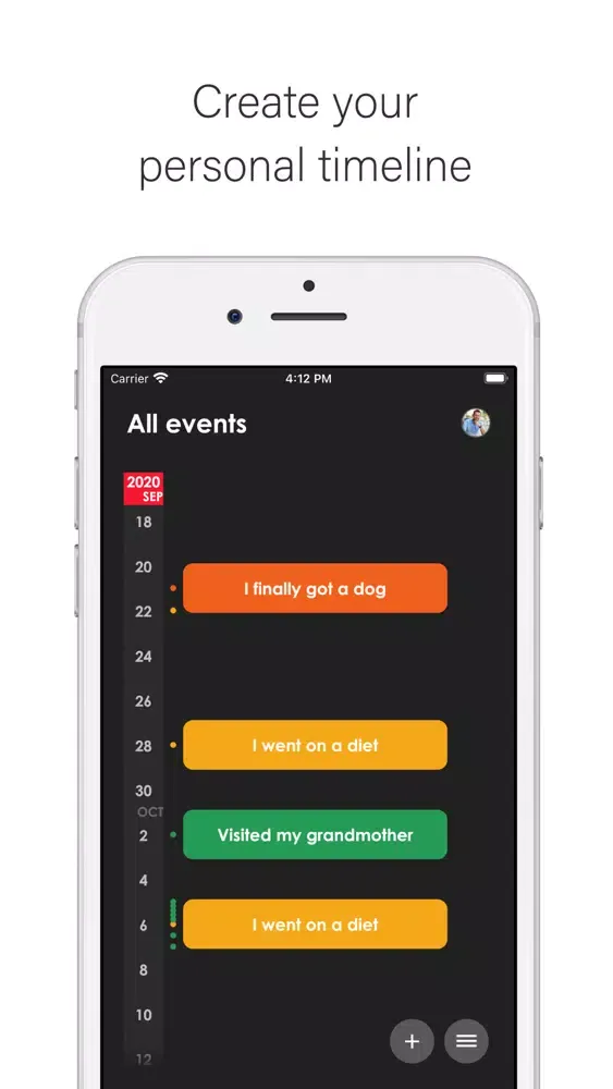 Tangkapan layar Lifely: your personal timeline