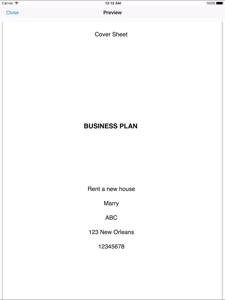 Capturas de tela do Business Plan Writer iPad 